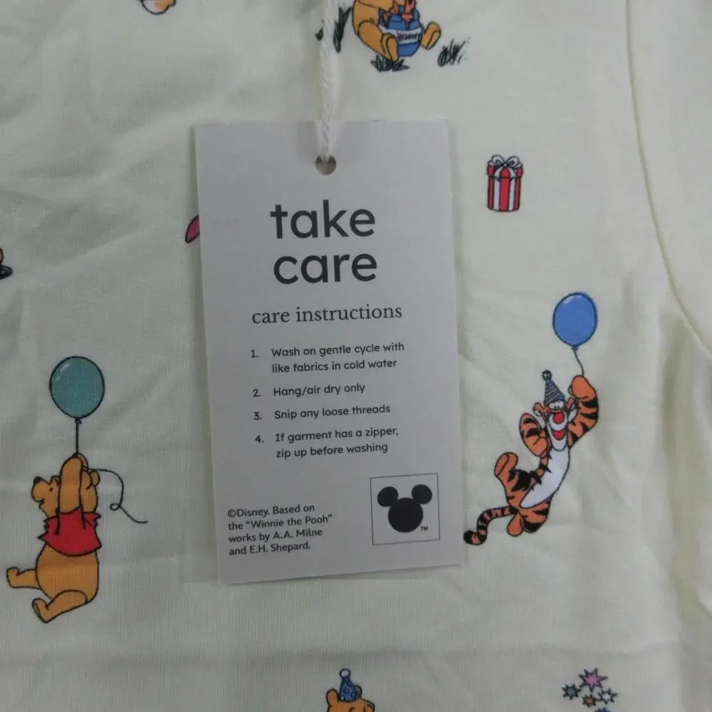 Kyte Shirt Unisex Kids 7 Yellow Short Sleeve Rayon Spandex Winnie The Pooh NWT